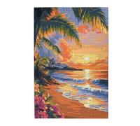 Liorosa Puzzles pour adultes 1000 pièces Sérénade tropicale - Palmiers, coucher de soleil et vagues de l'océan. Chaque pièce est un coup de pinceau du paradis, parfait pour détendre votre esprit