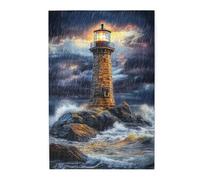Liorosa Puzzles pour adultes 1000 pièces Sunset Lighthouse Squall, vibrant et unique, loisirs et défis exploratoires, profitez du processus de résolution de puzzle, complet avec la famille et les amis