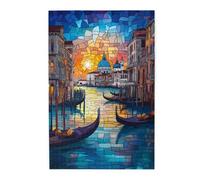 Liorosa Puzzles pour adultes 1000 pièces voies navigables vénitiennes dans un art du verre vif, paysage urbain difficile, couleurs incroyablement vives, puzzles adaptés pour divertir en famille