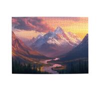 Liorosa Puzzles pour adultes 500 pièces Coucher de soleil sur les sommets enneigés, montagnes dorées, paysage sauvage serein pour adultes, loisirs exploratoires et défis, pour les amateurs de paysage