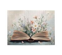 Liorosa Puzzles pour adultes 500 pièces livre enchanté avec fleurs en fleurs, esthétique de couleur douce, design unique et beau, détendez-vous et profitez du plaisir de résoudre des puzzles, cadeau