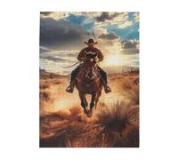 Liorosa Puzzles pour adultes 500 pièces Wild West Gallop, coucher de soleil dans le désert aventure avec paysage de cactus, design vibrant et unique, relaxation profonde pour vous-même, exercice de