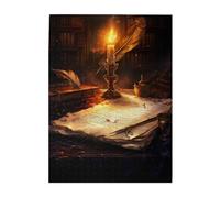 Liorosa Puzzles stylo plume et bougies pour adultes 500 pièces, scène d'étude vintage enveloppe, relaxation profonde pour vous-même, profitez du processus de résolution de puzzle, complet avec la