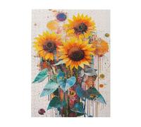 Liorosa Puzzles tournesols vibrants pour adultes de 500 pièces, style art moderne avec des points colorés et des coups de pinceau dynamiques, esthétique des couleurs douces, profitez de résoudre des