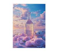 Liorosa Serenity - Casse-tête de bord de mer pour adultes de 500 pièces, vase en cristal et ours moelleux sur sable doré, puzzle relaxant en bois côtier, adapté pour les loisirs en famille et le