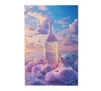 Liorosa Serenity - Puzzle de bord de mer pour adultes de 1 000 pièces, vase en cristal et ours moelleux sur sable doré, puzzle relaxant en bois côtier, adapté pour les loisirs en famille et le