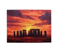 Liorosa Stonehenge Casse-tête coucher de soleil pour adultes 500 pièces, mégalithes anciens silhouettés contre un ciel ardent, paysage artistique aquarelle, adapté pour les loisirs en famille