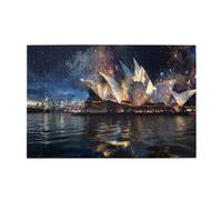 Liorosa Sydney Opera House Night Puzzle en bois 1000 pièces pour adultes, feux d'artifice sur le pont du port, art urbain en bois de qualité supérieure, assemblage pratique de votre décoration murale