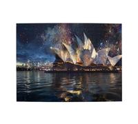 Liorosa Sydney Opera House Night Puzzle en bois 500 pièces pour adultes, feux d'artifice sur le pont du port, art urbain en bois de qualité supérieure, assemblage pratique de votre décoration murale