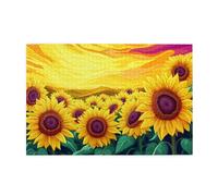 Liorosa Symphonie florale - Puzzle en bois de 1000 pièces pour adulte, tournesols dansant dans une lumière dorée, exercice cérébral stimulant, pour les amateurs de fleurs, exercice de compétences