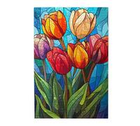 Liorosa Tulips Reverie Puzzle de 1000 pièces pour adultes, où chaque pièce dévoile un éclat de gloire de verre coloré, relaxation profonde pour vous-même, profitez de résoudre des puzzles avec la