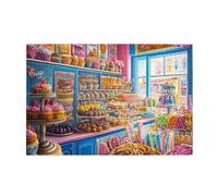 Liorosa Whimsical Sweet Shop Casse-tête en bois 1000 pièces pour adultes, présentoir coloré pour cupcakes en boulangerie bleu pastel, détendez-vous et exercez vos compétences manuelles, cadeau pour