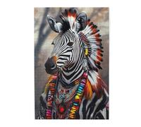 Liorosa Wild Elegance - Puzzle de 1000 pièces pour adultes, zèbre avec colliers de perles vibrants, défi de fusion culturelle, esthétique classique vintage, idéal pour la relaxation et le plaisir en
