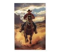Liorosa Wild West Cowboy Riding Horse At Sunset Puzzle de 1000 pièces pour adulte, scène occidentale stimulante pour adultes, les pièces s'emboîtent parfaitement, profitez de résoudre des puzzles avec