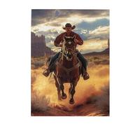 Liorosa Wild West Cowboy Riding Horse At Sunset Puzzle de 500 pièces pour adulte, scène occidentale stimulante pour adultes, les pièces s'emboîtent parfaitement, profitez de résoudre des puzzles avec