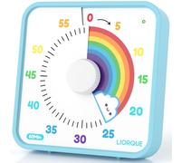 LIORQUE 19cm Grand Minuteur Visuel Timer Classe Aimanté, Silencieux sans Tic-Tac, 3 Modes d'Alarme: Sonnerie, Lumière et Vibration, Convient pour Cuisine, École, Bureau - Piles incluses (Arc-en-Ciel)