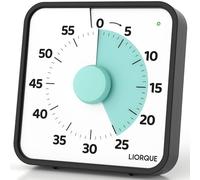 LIORQUE 19cm Grand Minuteur Visuel Timer Classe Aimanté, Silencieux sans Tic-Tac, 3 Modes d'Alarme: Sonnerie, Lumière et Vibration, Convient pour Cuisine, École, Bureau - Piles incluses (Cyan)