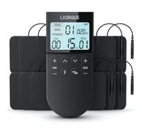 LIORQUE Électrostimulateur Musculaire TENS/EMS, 2 Canaux, 50 Programmes | 16 Niveaux Intensité, Batterie Rechargeable 12 Jours, 10 Électrodes PU, Portable, Soulage Douleurs Dos Cou