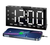 LIORQUE Horloge Numérique, Grand Écran LED, 2 USB, Double Alarme