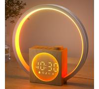 LIORQUE Lampe de Chevet LED avec Réveil, Réveil Lumineux Simulateur d'Aube, Lampe de Reveil avec 30 Sons pour Dormir, 20 Niveaux de Luminosité, Minuterie sommeil 10-480 min-Adaptateur Inclus