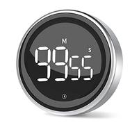 LIORQUE Minuteur Cuisine, Chronomètre Numérique Compte à Rebours, Argenté | Boîtier Alliage Aluminium, 2 Modes Écran, 3 Niveaux Volume, Aimanté Support, Convient Cuisine Bureau Examen
