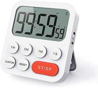 LIORQUE Minuteur de Cuisine, Minuterie Cuisine, Minuteur Digital Chronomètre et Compte à Rebours avec Mode Personnalisé, 3 Niveaux de Volume pour Examen, Réunion, sans Bruit - 2 Piles AAA - Blanc