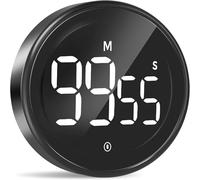 LIORQUE Minuteur de Cuisine Minuteur Numérique Aimanté avec Fonction de Chronomètre et Compte à Rebours 3 Niveaux de Volume Luminosité Réglable Boîtier en Alliage d'Aluminum (Noir)