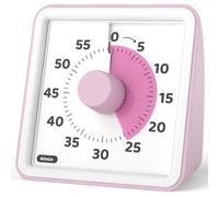 LIORQUE Minuteur Visuel Timer Enfant, 60 Minutes Chronometre Enfant et Compte à Rebours pour Enfant et Adulte, Silencieux Outil de Gestion du Temps pour Cuisine, Salle de Classe, Réunion(Rose)