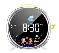 LIORQUE Reveil Enfant Educatif Jour/Nuit, Réveil Enfant avec Veilleuse,Deux Alarmes,Fonction Snooze,Réveil Rechargeable d'entraînement au Sommeil pour Garçons Filles