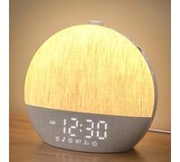 LIORQUE Réveil Lumineux Simulateur d'Aube, Reveil Simulateur d'Aube sur Lampe de Chevet, 17 Modes d'éclairage, 30 Sons apaisants, Mode Sommeil, Connexion Bluetooth, avec Alarme et Fonction Snooze