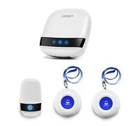 Liotoin Bouton d’Appel Téléavertisseur sans Fil Système d’Alarme d’Urgence pour Maison Personne Âgée Malade Handicapé 3 Émetteurs 1 Récepteurs, Plage de Fonctionnement 600+ Pieds