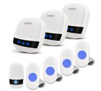 LIOTOIN Bouton d’Appel Téléavertisseur sans Fil Système d’Alarme d’Urgence pour Maison Personne Âgée Malade Handicapé 5 Émetteurs 3 Récepteurs, Plage de Fonctionnement 600+ Pieds