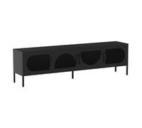 LIOVIA - Meuble TV 180 cm 4 Portes Ajourées en Métal Noir