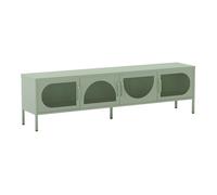 AltoBuy LIOVIA - Meuble TV 180 cm 4 Portes Ajourées en Métal Vert Menthe