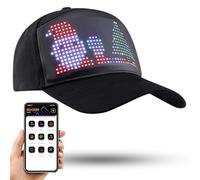 LIOVODE Chapeaux LED, Casquettes avec affichage de messages contrôlables par application mobile pour la fête de Noël du Nouvel An, publicité par campagne d’anniversaire, Lumière colorée., L