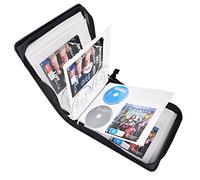 LIOVODE Étui de Rangement DVD pour 200 DVD et 100 livrets, Rangement CD avec Inserts de livret, Support de Pochette pour CD Noir, pour la Maison et la Voiture