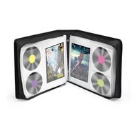 LIOVODE Étui de Rangement pour 200 DVD et 100 livrets, étui de Rangement pour CD/Blu-Ray avec Inserts de livret, Organiseur multimédia, Noir, Portefeuille Blu-Ray pour Voiture (200 capacités)