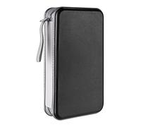 LIOVODE Rangement DVD, Range CD étui disques Plastique Boite pour Voiture | pochette cd, boitier dvd et disque, plastique rigide, manchons antidérapants, fermeture à glissière, portable, gain de place