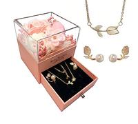 Lioying Lot de 6 tulipes pour femme, fausses tulipes roses, fleurs de cerisier, collier et boucles d'oreilles pour petite amie, maman, épouse, amie, sœur, fête des mères, anniversaire