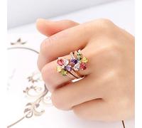 LIOYSIUT Bague en argent sterling 925 avec zircon coloré - Pierre de naissance rose - Bague tendance pour femme et adolescente - Bijoux cadeau 9