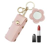 Lip Balm Holder Keychain, Compact Lipstick Storage for Travel with PU Leather, Mini Makeup Organizer with Key Ring for Women Girls Portable Cosmetic Holder 16.5cm Casual Color