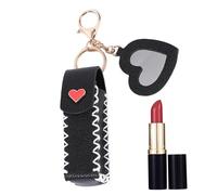 Lip Balm Holder Keychain, Portable PU Leather Lip Balm Pouch, Waterproof Lipstick, Ergonomic Belt Buckle Design, Gloss Organizer, for Travel & Everyday Use, 4x2 in, Black, 1 Pack