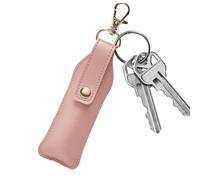 Lip Balm Keyring - Metal Buckle Closure, Compact Pocket Cosmetic Sleeve | Crafted From Stain Resistant Pu Leather And Sturdy Metal Hardware Buckle Built To Endure Continuous Active Daily Travel