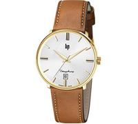 Lip Dauphine 38 - Montre homme - 671428 - Cuir marron - Boitier acier doré - Date