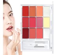 Lip Gloss Palette, 12 Colors Shine Tint Hydrating Mouth, Compact Moisturizing Color Lipstick Makeup, for Women, Girls, Perfect for Daily Wear and Lips