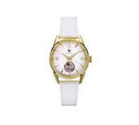 Lip Himalaya 33 Automatique Cœur Battant Montre Femme Acier Doré Cuir Blanc 671690