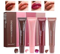 Lip Jam Hydrating Lip Glos,Glitter Glossy Plumping Lipgloss,Gloss Repulpant Brillant,Gloss Liquide Hydratant,High Shine Glass Finish Nude Colors Shiny Jelly Liquid Lipstick for Women Girls (4 Colors)