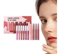 Lip Liner and Lipstick Combo, Lip Liner Pen Set, Long-Lasting Liquid Lipstick Set, Matte Plumping Lip Set, 6 Lip Liners + 6 Lipsticks, for Defined Lips, Matte Lip Liner and Lipstick