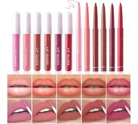 Lip Liner And Lipstick Combo, Long-Lasting Liquid Lipstick Set, Matte Plumping Lip Liner Pen, 6 Lip Liners + 6 Lipsticks Set, 6 Lip Liners, Lip Liner Set with Lipstick, 6 Lipsticks For Lip Beauty