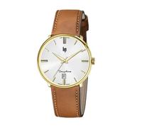LiP Montre Dauphine 38 mm - Cuir Marron Cadran Doré